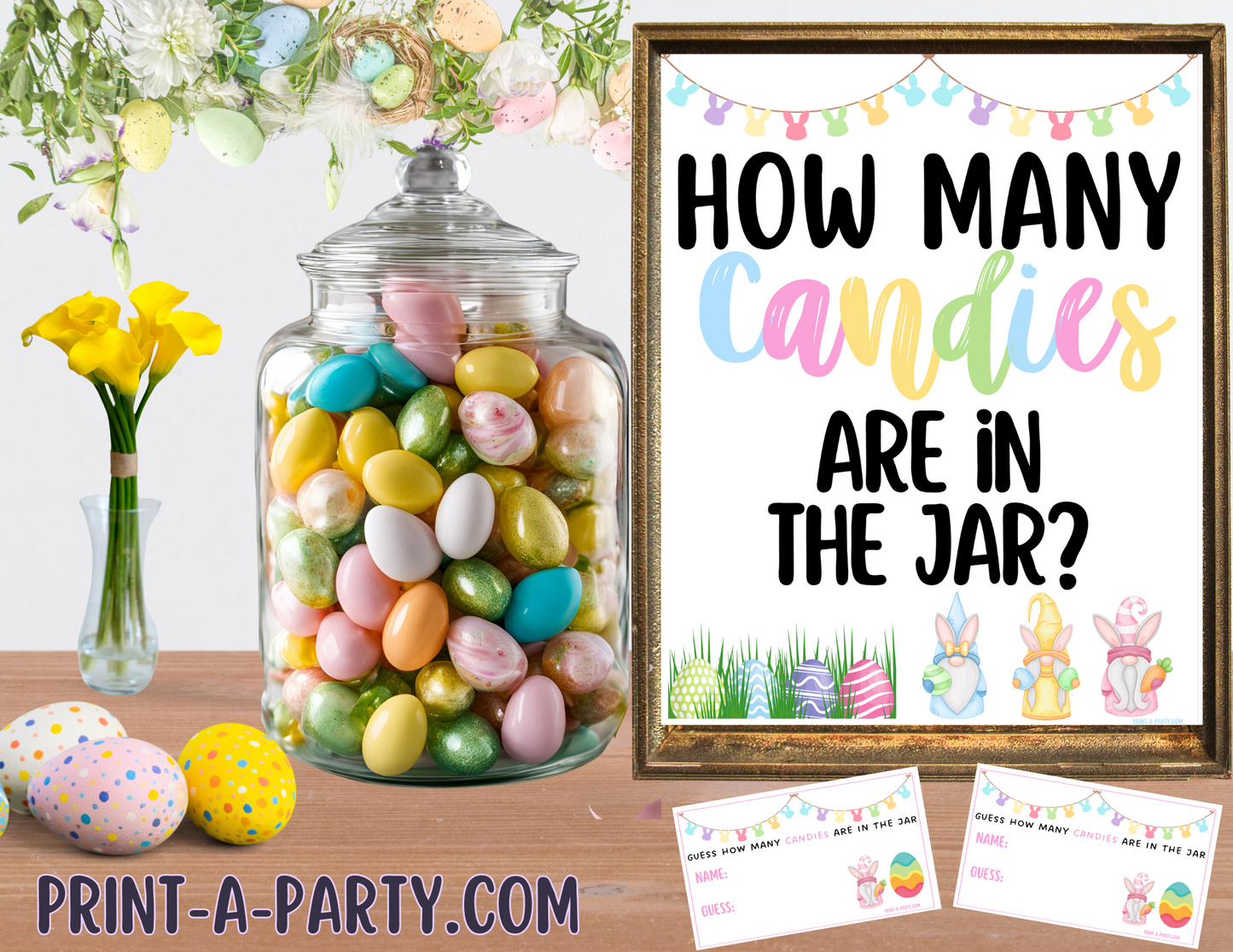 CANDY JAR GUESSING GAME - EASTER | How many candies in jar | Easter Candy | Easter Party Idea | Easter DIY | Peeps | Jellybeans | Printable