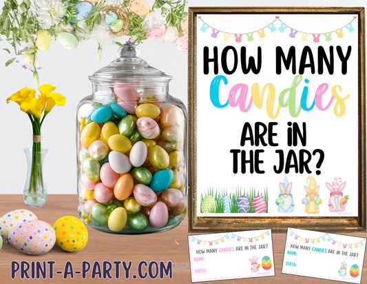 CANDY JAR GUESSING GAME - EASTER CANDY | How many candies in jar | Easter Candy | Easter Party Idea | Easter DIY | Peeps | Jellybeans | Printable