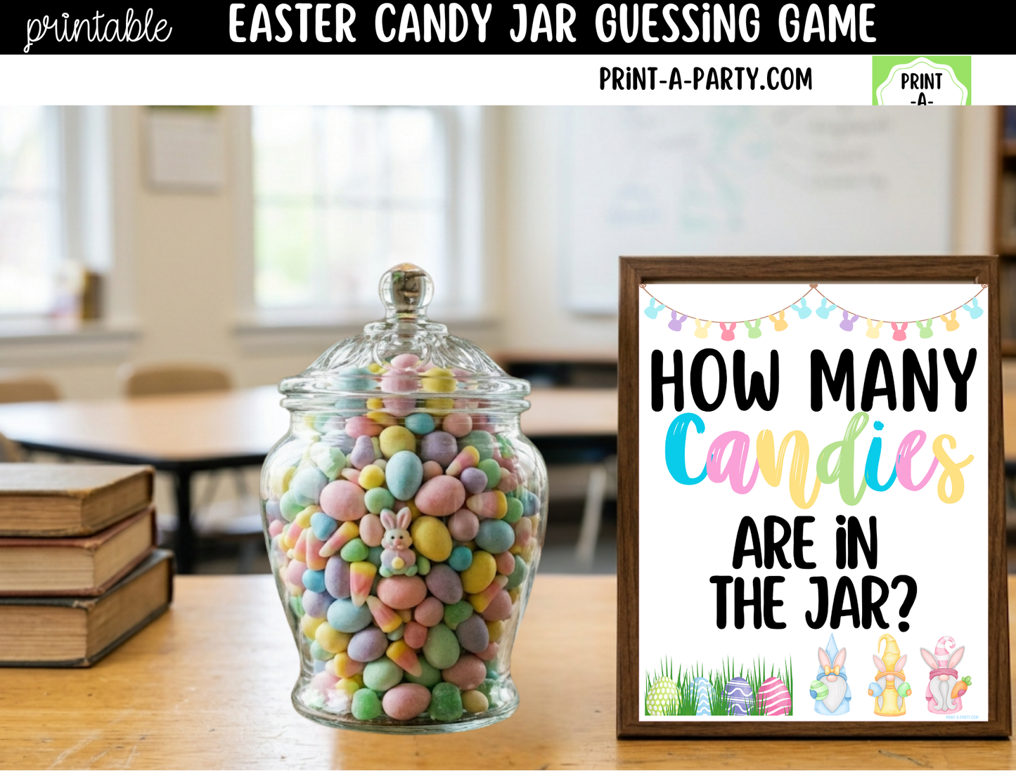 Easter Candy Jar Game Sign (8x10) + Guessing Cards for Easter, Spring, Parties, Classrooms