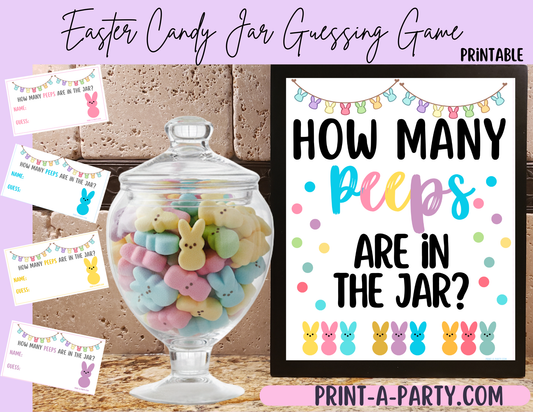 Easter Peeps Candy Jar Guessing Game Printable – Sign + Guessing Cards for Easter, Spring, Parties, Classrooms