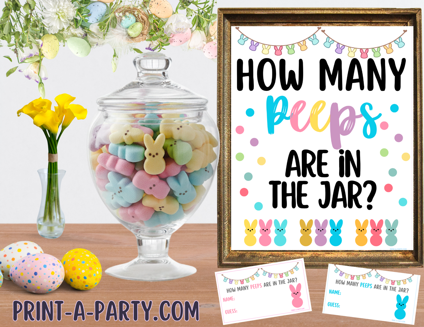 Easter Peeps Candy Jar Guessing Game Printable – Sign + Guessing Cards for Easter, Spring, Parties, Classrooms