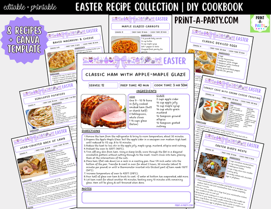 Easter Recipe Pages Printable & Editable Cookbook Set