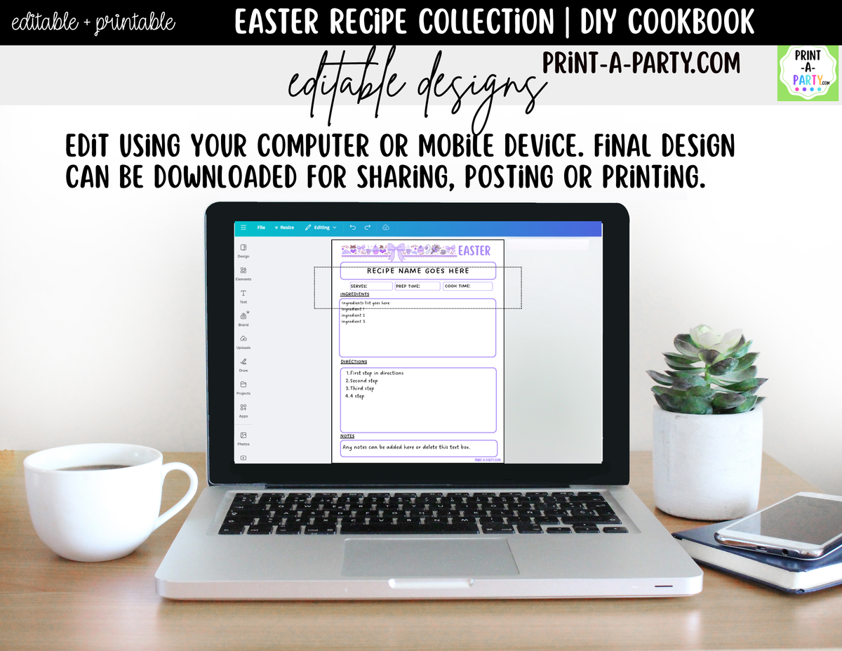 Easter Recipe Pages Printable & Editable Cookbook Set