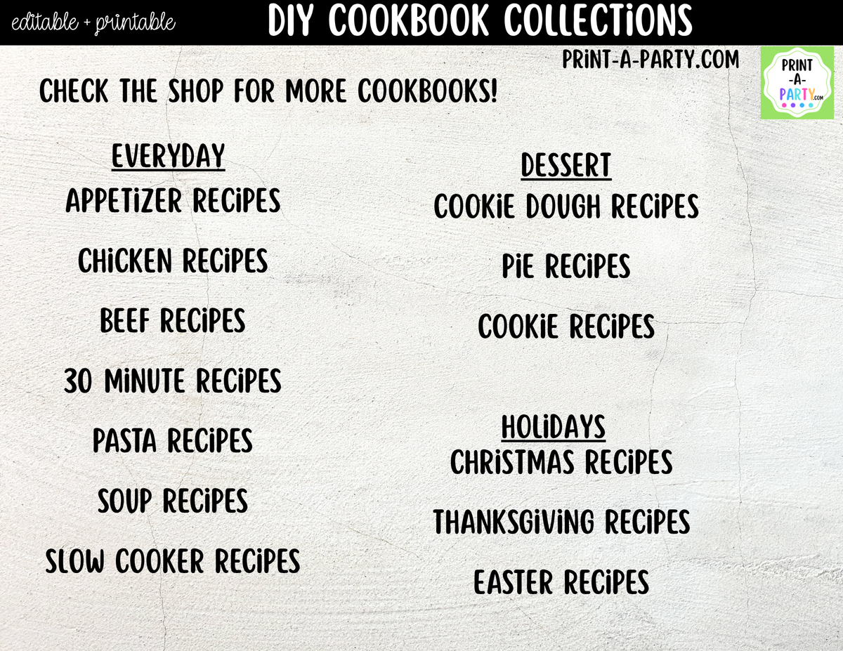Easter Recipe Pages Printable & Editable Cookbook Set