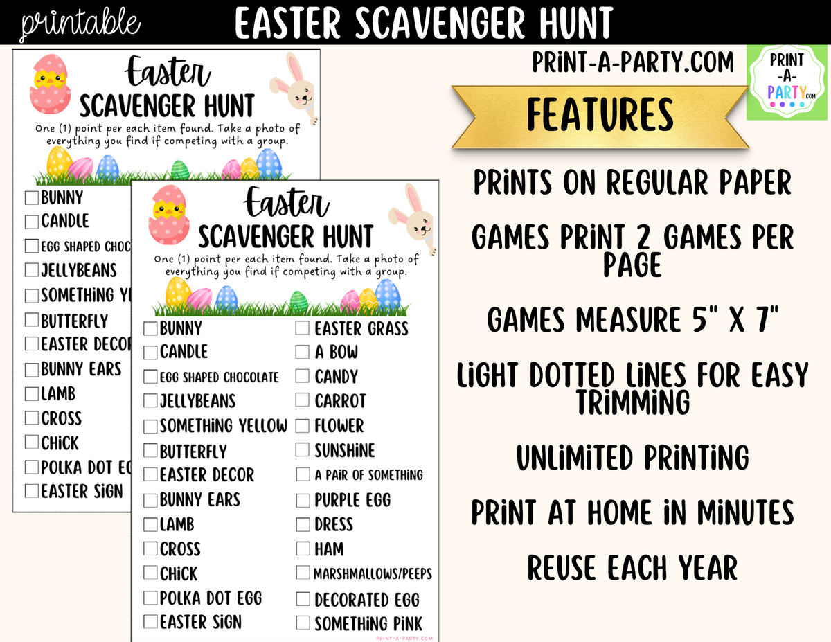Easter Scavenger Hunt Printable | Easter Party Game