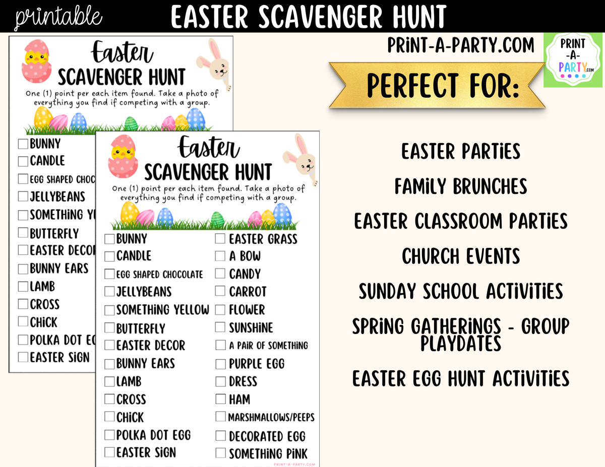 Easter Scavenger Hunt Printable | Easter Party Game