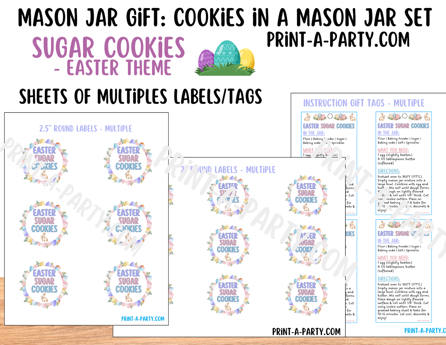 Easter Sugar Cookies in a Printable Mason Jar Gift - Labels & Tag, Recipe Instructions