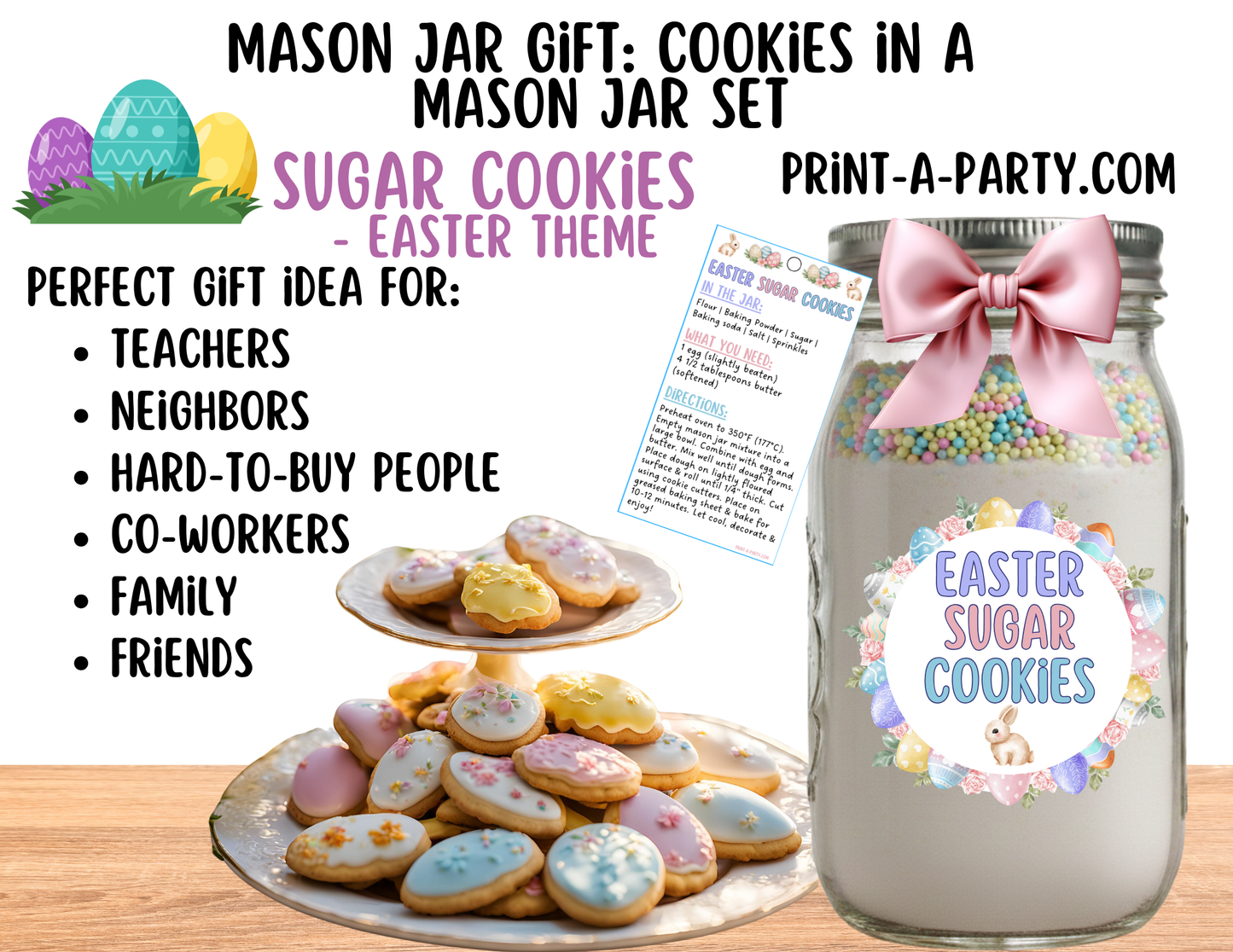 Easter Sugar Cookies in a Printable Mason Jar Gift - Labels & Tag, Recipe Instructions