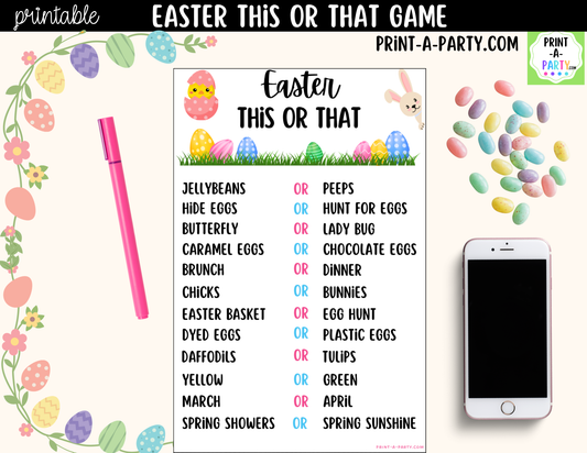 Easter This or That Printable | Easter Party Game