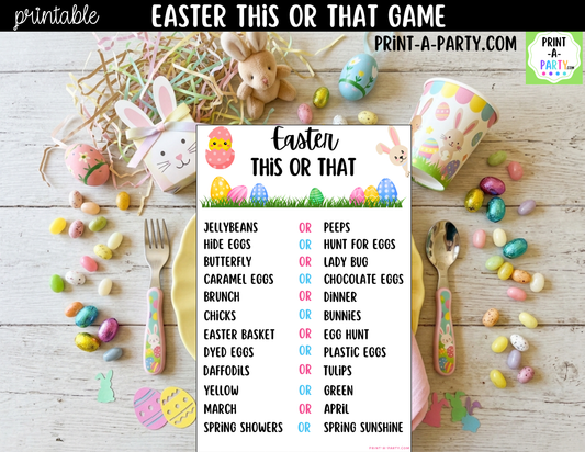 Easter This or That Printable | Easter Party Game