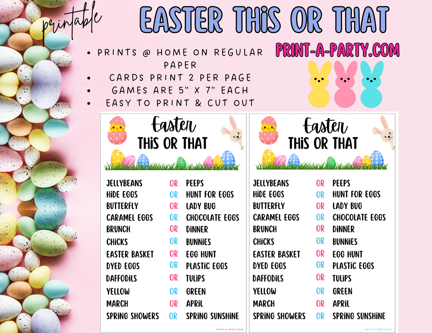 THIS OR THAT GAME: Easter | Bunny | Jellybeans | Easter Eggs | Easter Sunday - INSTANT DOWNLOAD