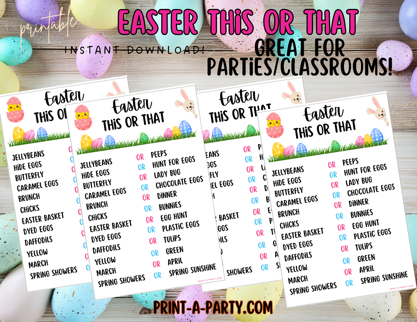 THIS OR THAT GAME: Easter | Bunny | Jellybeans | Easter Eggs | Easter Sunday - INSTANT DOWNLOAD