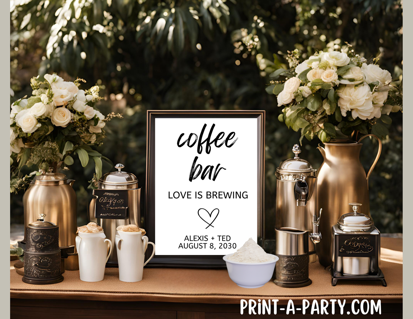 EDITABLE WEDDING EVENT SIGN: COFFEE BAR - LOVE IS BREWING | Wedding Sign | Coffee Bar Wedding Sign | Bridal Shower Sign