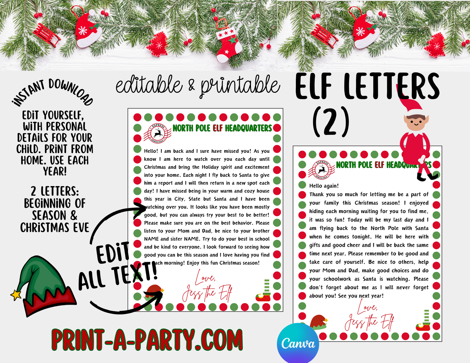ELF - Editable Elf Note Pack - Printable Christmas Elf Letters ...