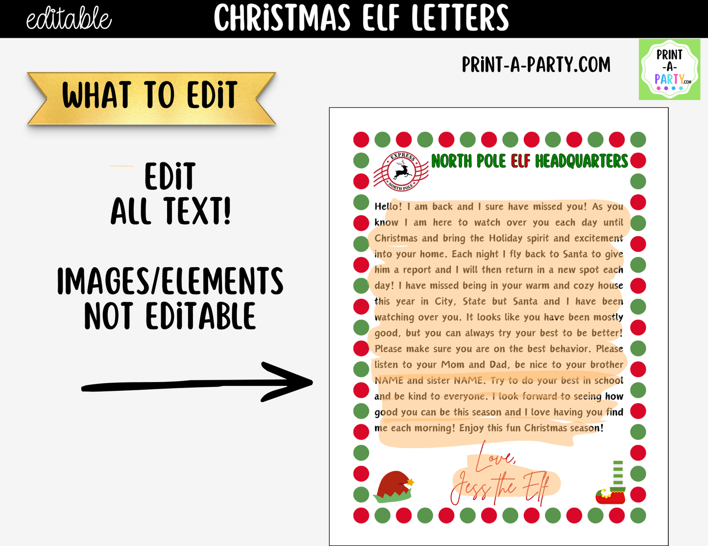 Editable Christmas Elf Letters - Printable Elf Arrival and Goodbye Notes for Kids