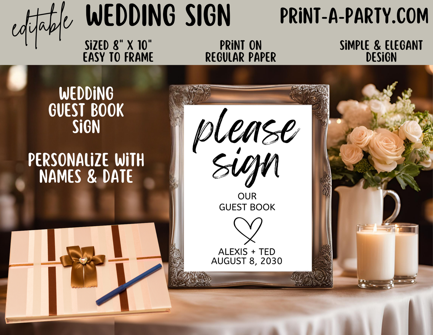 EDITABLE WEDDING EVENT SIGN: PLEASE SIGN OUR GUEST BOOK | Wedding Sign | Wedding Guest Book Sign