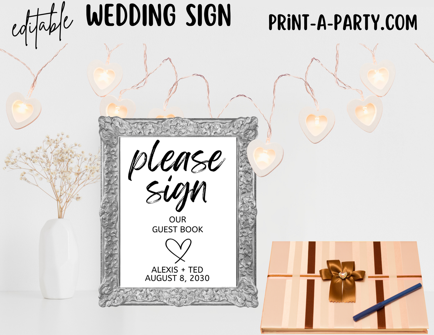 EDITABLE WEDDING EVENT SIGN: PLEASE SIGN OUR GUEST BOOK | Wedding Sign | Wedding Guest Book Sign