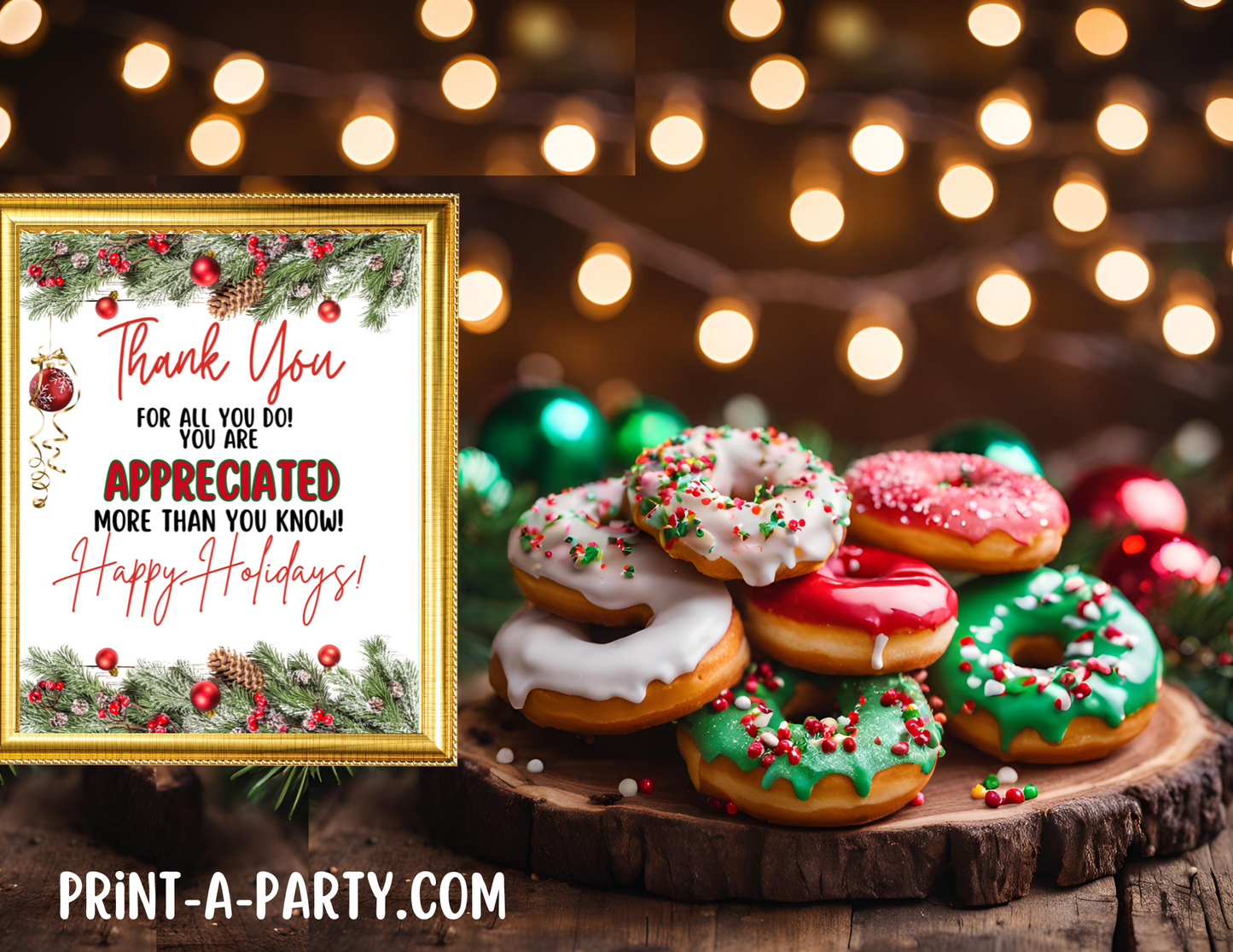 Appreciation Sign: Printable Holiday Appreciation Sign – Custom Decor for Staff, Teachers & Volunteers