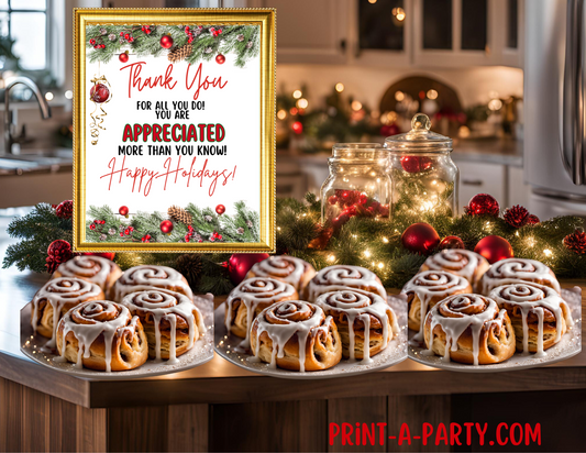 Appreciation Sign: Printable Holiday Appreciation Sign – Custom Decor for Staff, Teachers & Volunteers