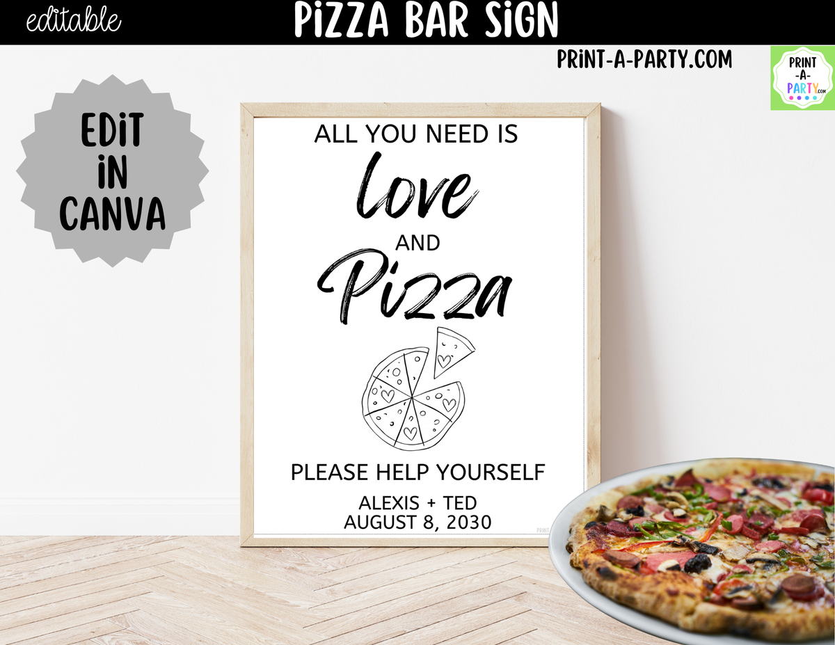 Editable Pizza Sign – All You Need Is Love and Pizza | 8x10