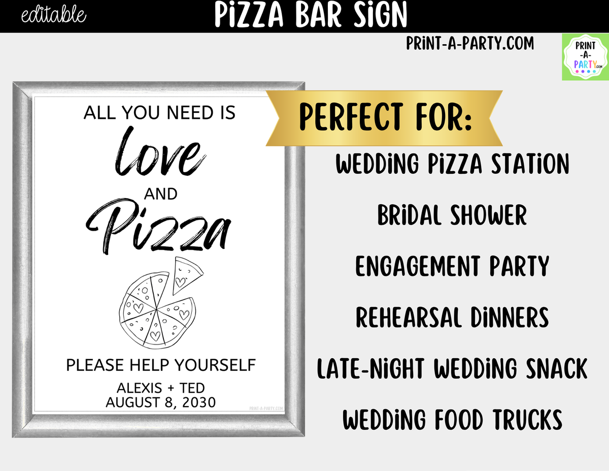 Editable Pizza Sign – All You Need Is Love and Pizza | 8x10
