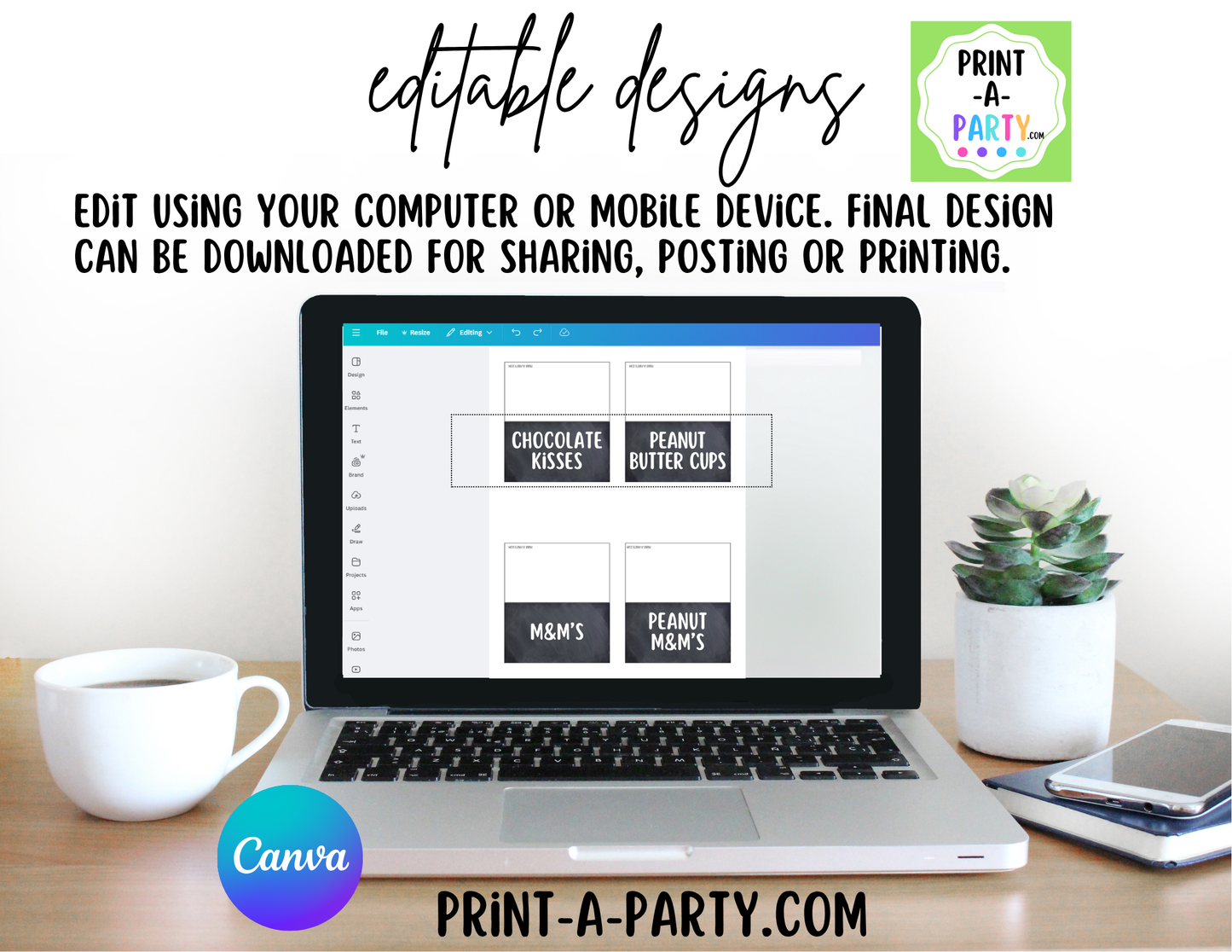 Editable CANDY BAR Sign and Candy Labels Printable in Chalkboard – Sweet Table Decor for Birthdays, Weddings, Showers & More