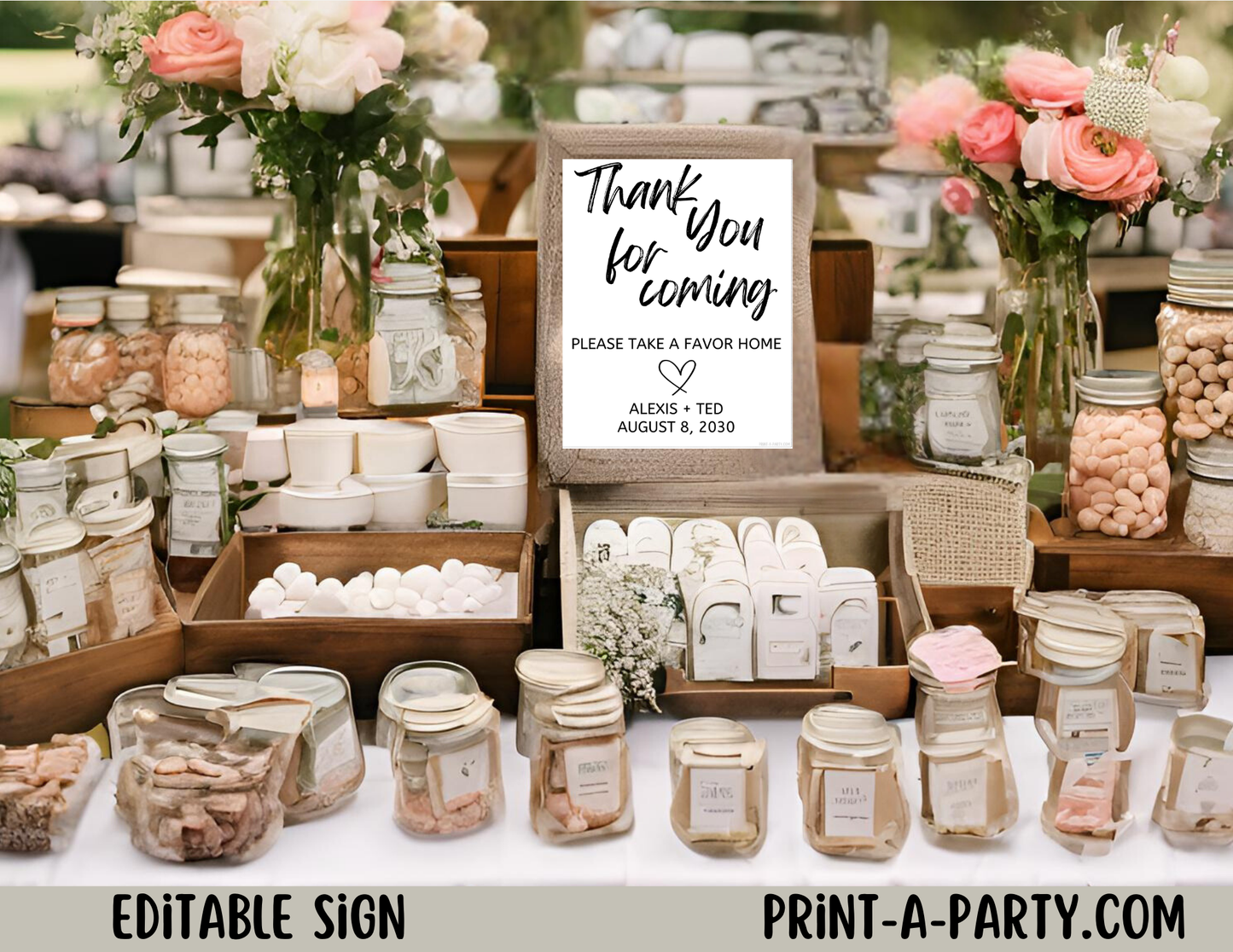 EDITABLE WEDDING EVENT SIGN: THANK YOU FOR COMING Sign | Please take a Favor Sign | Printable Wedding Sign | Wedding Sign | Wedding Favor Sign  | Bridal Shower Favor Sign