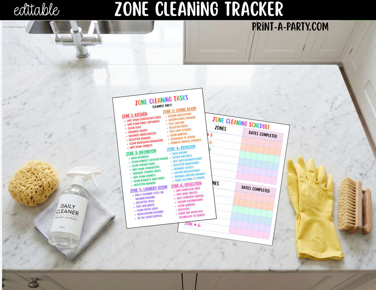 Editable Zone Cleaning Checklist Template | Canva Printable