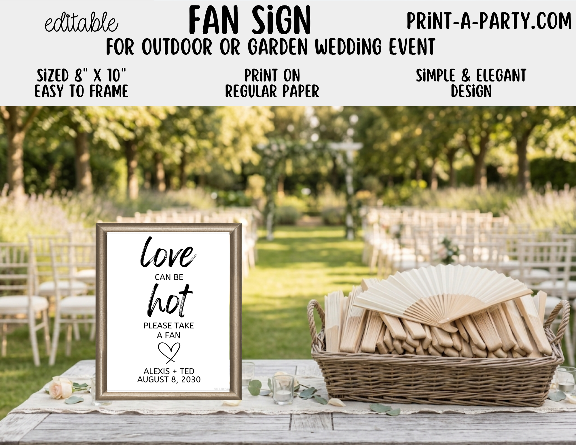 Editable Fan Favors Sign for Outdoor or Garden Weddings (8x10) – Canva ...