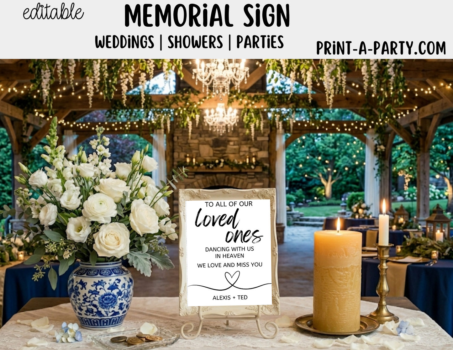 Editable Memorial Sign (8x10) – Classic Remembrance Canva Printable Template
