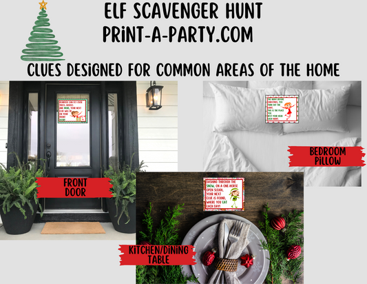 ELF TREASURE HUNT - Printable Female Elf (Light Skin Tones) Scavenger Hunt Treasure Hunt Clues