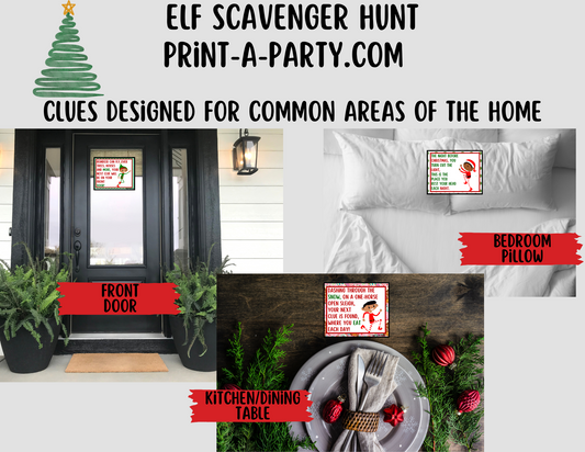 ELF TREASURE HUNT - Printable Male Elf (Dark Skin Tones) Scavenger Hunt Treasure Hunt Clues