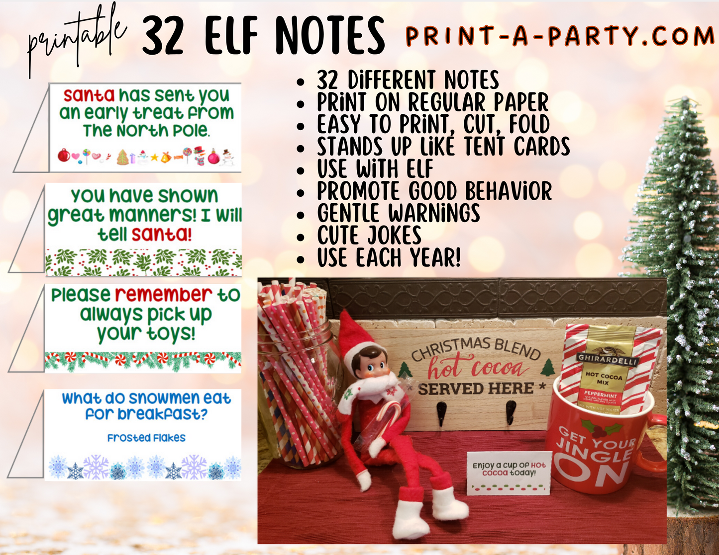 ELF NOTE CARDS | 32 Elf Notes | Christmas | Elf Note Tent Cards | Christmas Behavior | Christmas Activities