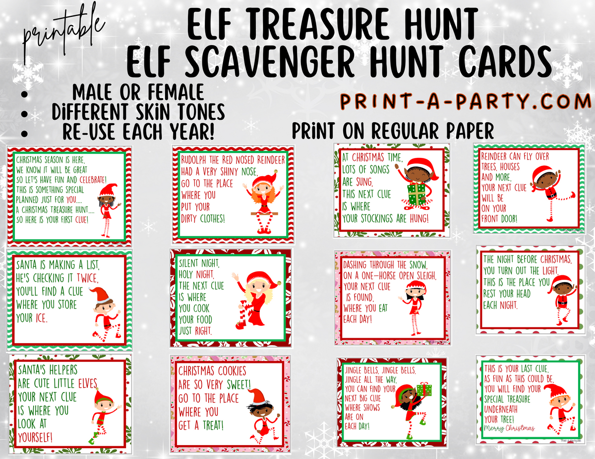 ELF TREASURE HUNT | Elf Scavenger Hunt | Elf Arrival Activity | Elf Ac ...