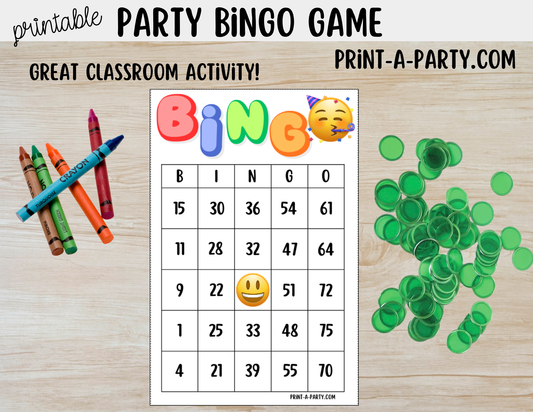 BINGO: Emoji theme - Printable Emoji Bingo Game | Fun Birthday Party Game for Kids & Adults | Instant Download