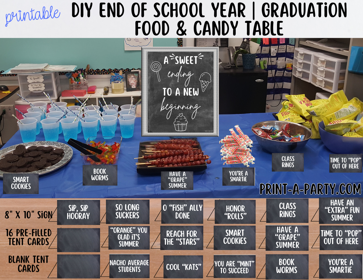 END OF SCHOOL YEAR CANDY BAR DIY - Chalkboard | CANDY TABLE SET UP DIY | END OF YEAR School Party | GRADUATION Party | Summer Parties | School Parties