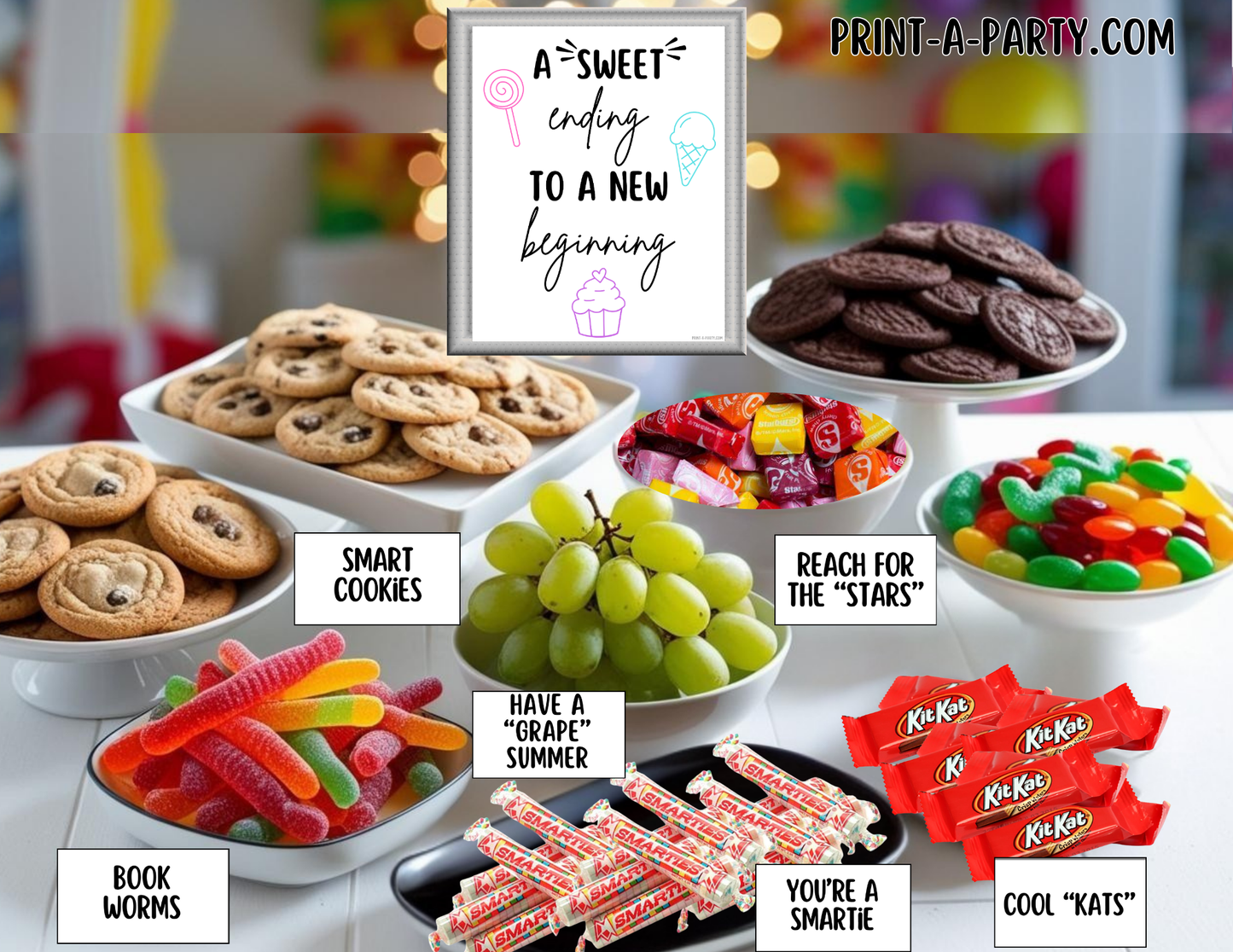 END OF SCHOOL YEAR CANDY BAR DIY - White | CANDY TABLE SET UP DIY | END OF YEAR School Party | GRADUATION Party | Summer Parties | School Parties