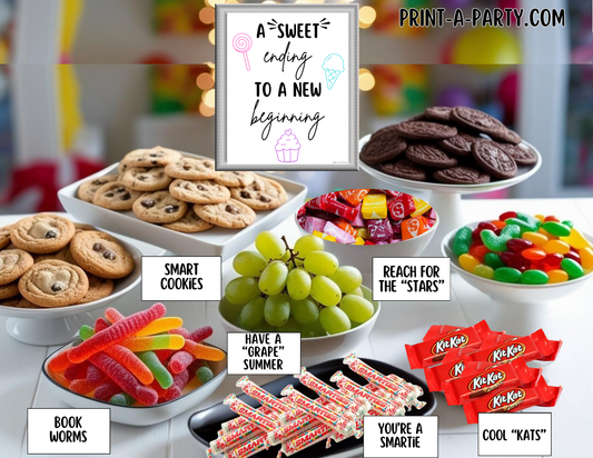 END OF SCHOOL YEAR CANDY BAR DIY - White | CANDY TABLE SET UP DIY | END OF YEAR School Party | GRADUATION Party | Summer Parties | School Parties