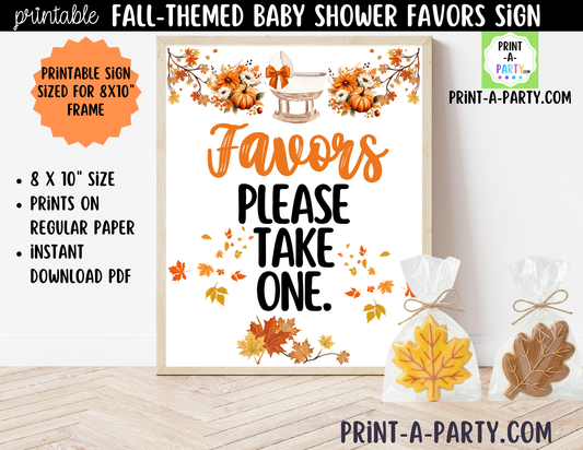 Fall-themed Baby Shower Printable Favors Sign (8x10) – For Showers, Sprinkles, Adoptions