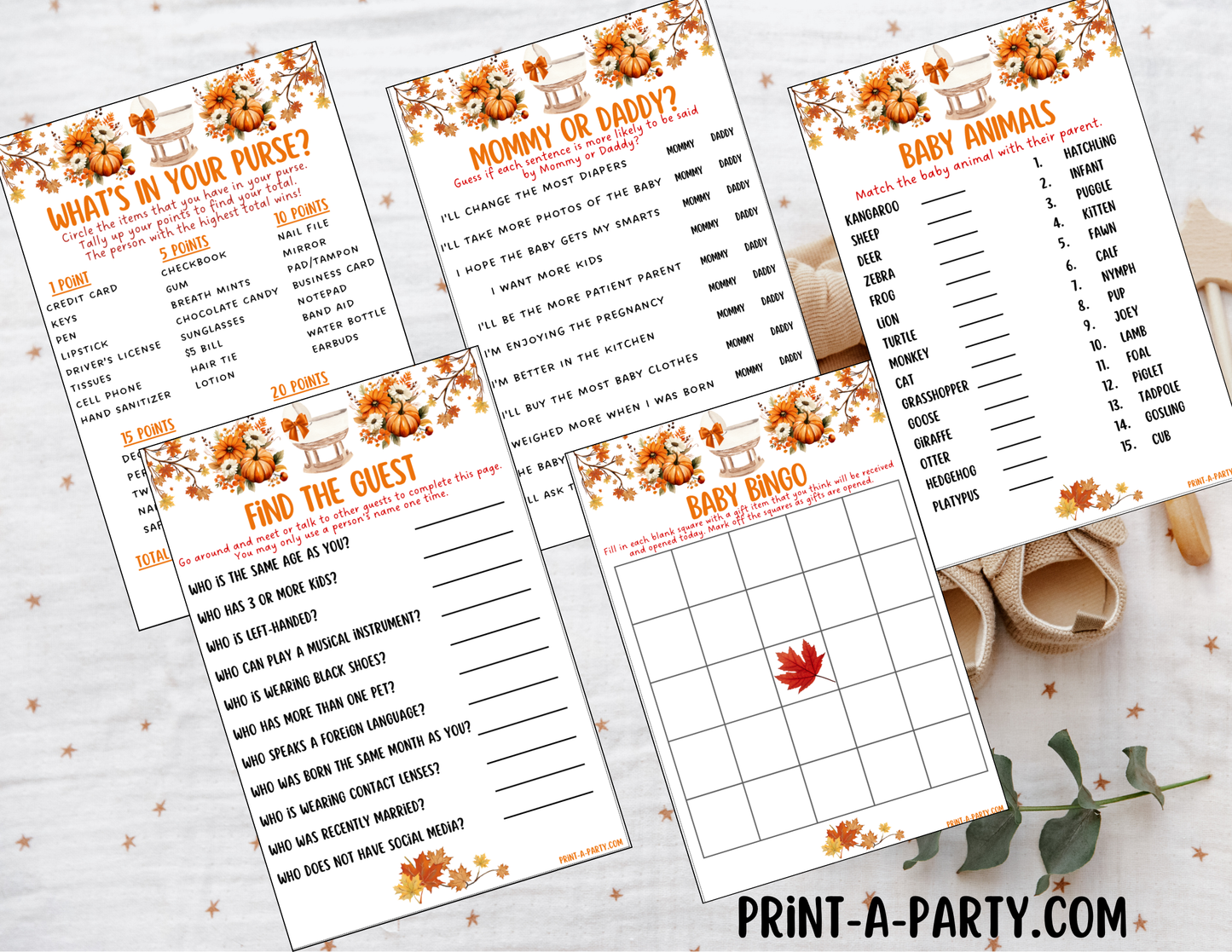 GAMES for Baby Shower | Fall Baby Shower Theme | Fall Florals Baby Shower | Fall Baby Shower Idea