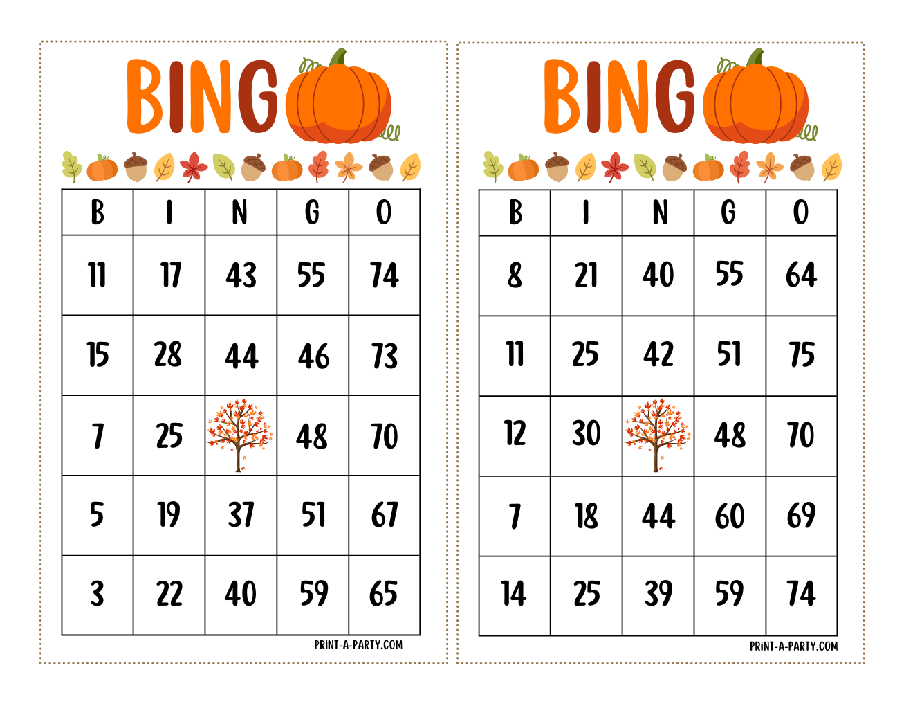 BINGO: Fall | Autumn | Pumpkin | Classrooms | Parties | Birthday | 30, 40, or 50 cards - INSTANT DOWNLOAD