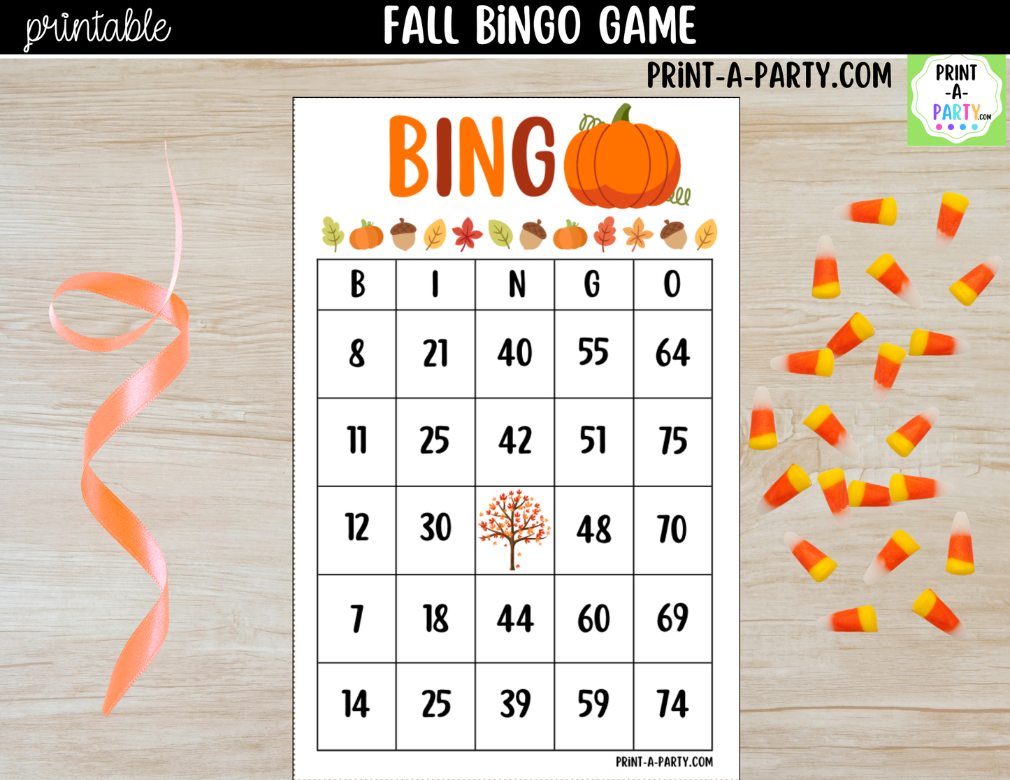 Fall Bingo Game Printable – Pumpkin Autumn-Themed Activity for Classrooms, Parties & Family Fun