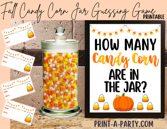 CANDY JAR GUESSING GAME - FALL CANDY CORN | How many candy corn are in the jar | Fall Party Idea | Fall Activity | Fall DIY | Fall Candy| Printable