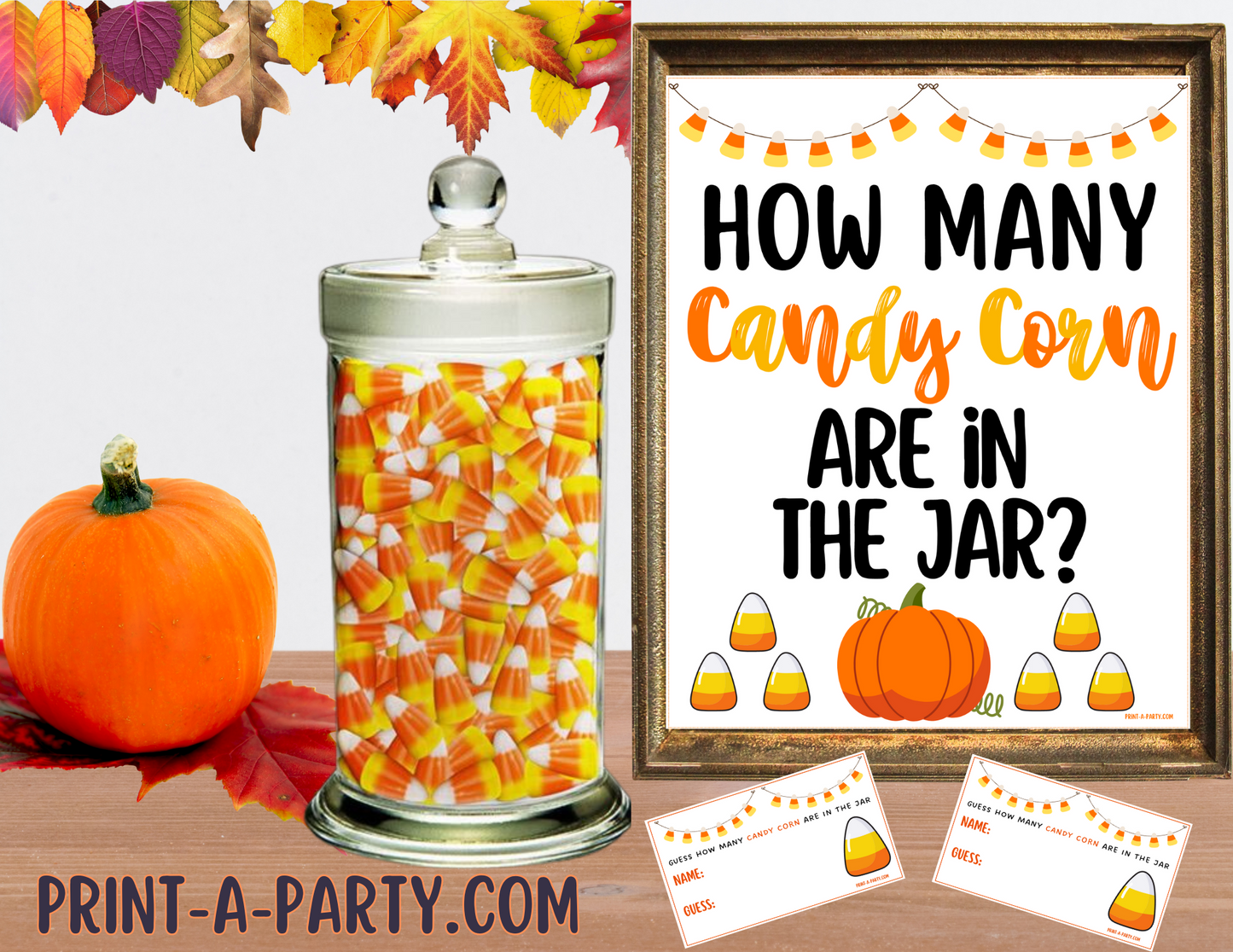 CANDY JAR GUESSING GAME - FALL CANDY CORN | How many candy corn are in the jar | Fall Party Idea | Fall Activity | Fall DIY | Fall Candy| Printable