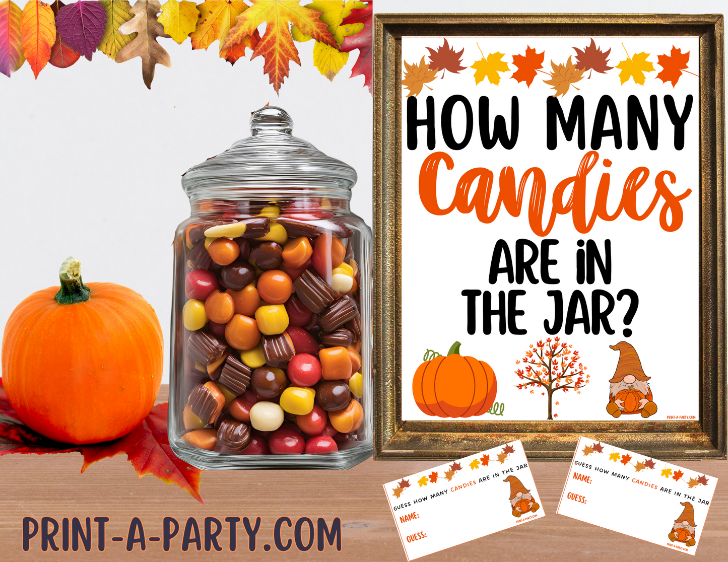 CANDY JAR GUESSING GAME - FALL | How many fall candies in jar | Fall Party Idea | Fall Activity | Fall DIY | Fall Candy | Printable