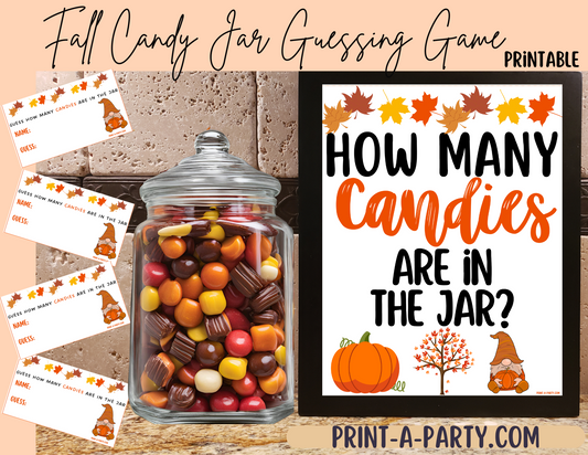 CANDY JAR GUESSING GAME - FALL | How many fall candies in jar | Fall Party Idea | Fall Activity | Fall DIY | Fall Candy | Printable