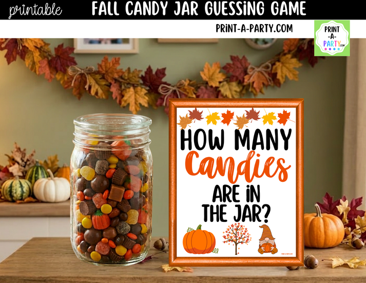 Fall Candy Jar Guessing Game Printable Sign (8x10) & guessing cards ...