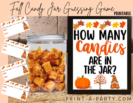 CANDY JAR GUESSING GAME - FALL | How many fall candies in jar | Fall Party Idea | Fall Activity | Fall DIY | Fall Candy | Printable