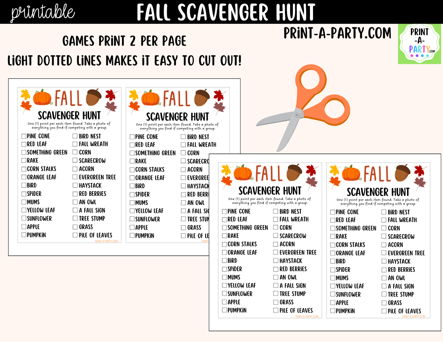 Fall Scavenger Hunt Printable | Outdoor Autumn Activity for Kids & Families