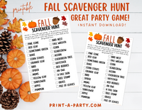 SCAVENGER HUNT GAME: Fall | Autumn | INSTANT DOWNLOAD | Parties | Family Fun